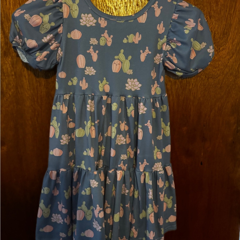 Dot Dot Smile Blue Cactus Print Dress